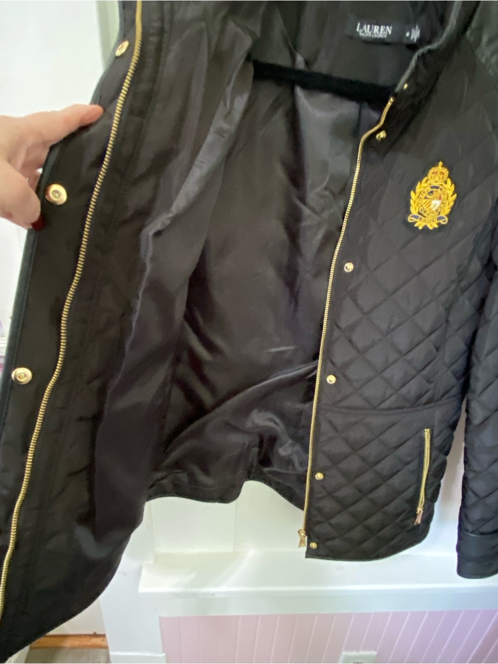 Ralph Lauren Crest-Patch Quilted Funnelneck Jacket - Picture 5 of 8